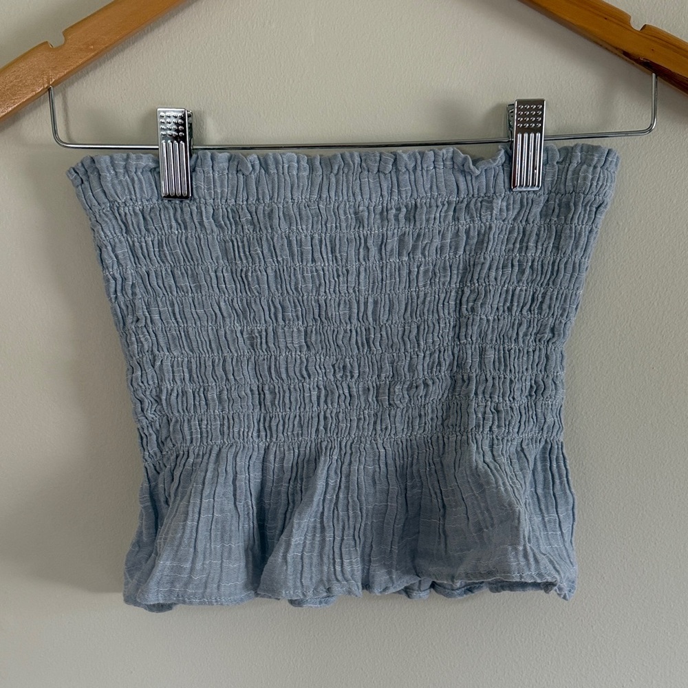 American Eagle Outfitters Light Blue Smocked Tube Top